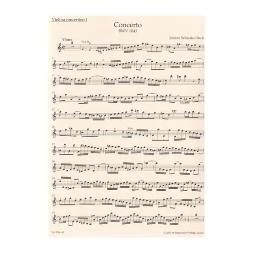 Concerto in D minor for two violins, strings and basso Continuo - BWV 1043  - Piano Reduction - Urtext