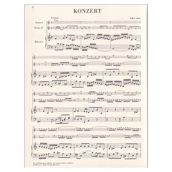 Konzert Fur Zwei Violinen - D Moll  Bwv 1043