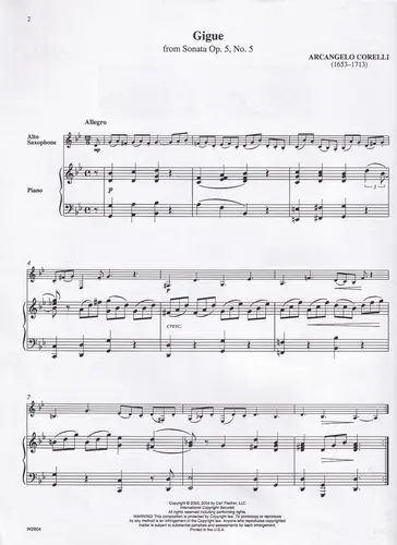 Gigue From Sonata Op.5 N.5 - Sax Alto