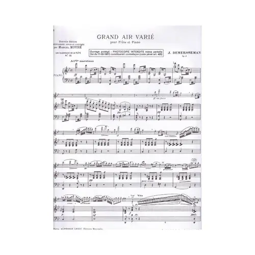 Grand Air Varié Pour Flute Et Piano