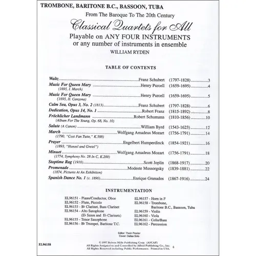 Classical Quartets For All - Trombone, Baritone B.C., Bassoon, Tuba