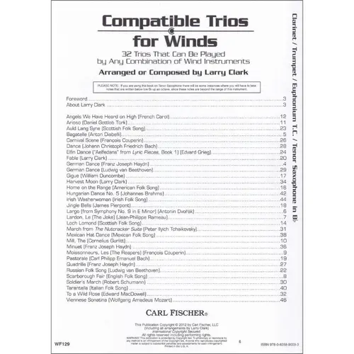 Compatible Trios For Winds (Clarinet-Trumpet-Euphonium-Sax Tenor)