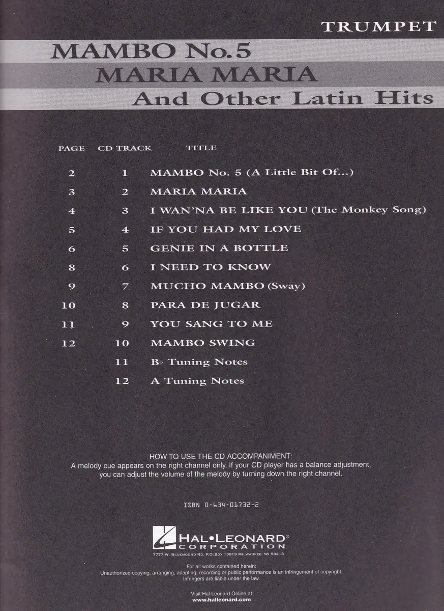 Mambo N.5; Maria Maria And Other Latin Hits-Trumpet