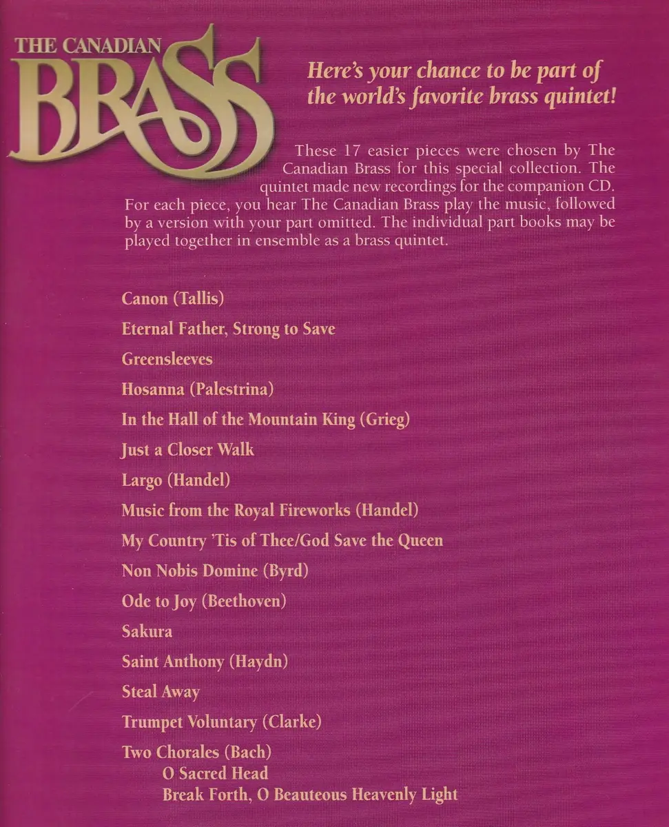17 Easy Pieces - Horn In F - Play Along With Canadian Brass