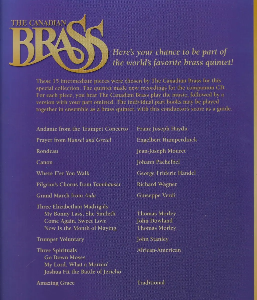 15 Intermediate Pieces - Horn In F - Play Along With Canadian Brass