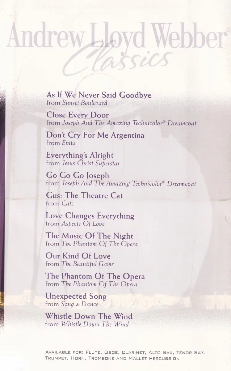 Andrew Lloyd Webber Classics  - Tenor Sax