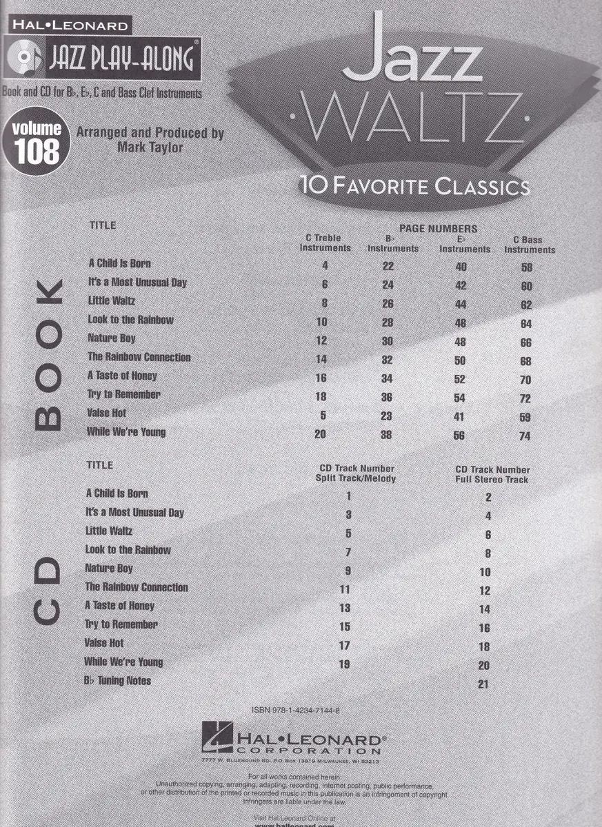 Jazz Waltz - Jazz Play Along Vol.108