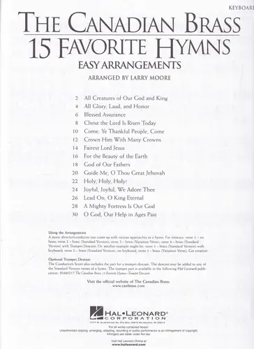 The Canadian Brass - 15 Favorite Hymns - Keyboard Accompaniment
