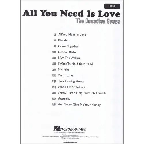 All You Need Is Love - Tuba (B.C.)