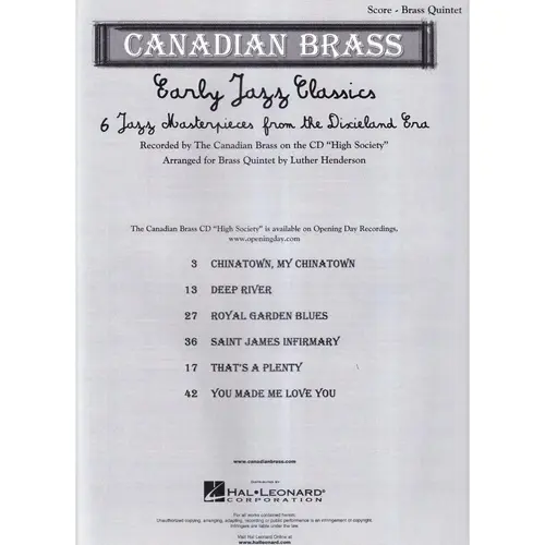 Early Jazz Classics - Score