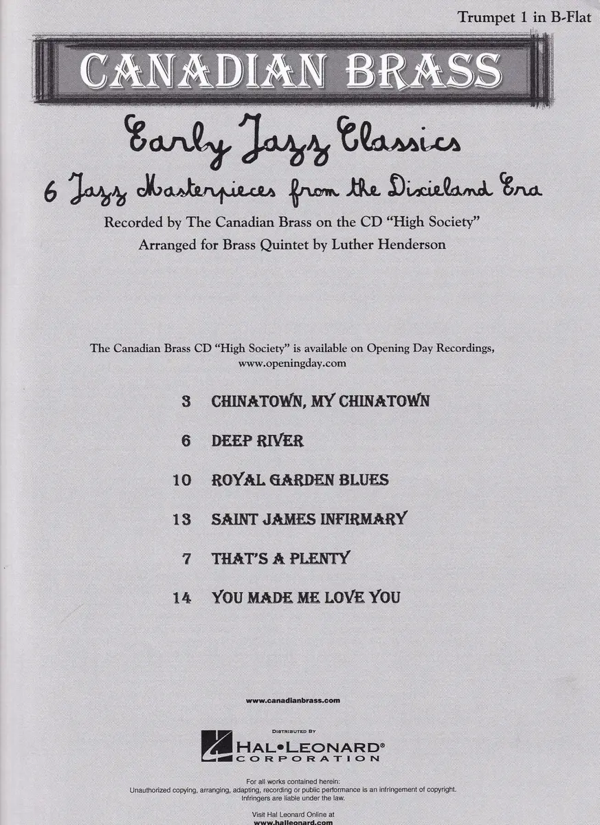 Early Jazz Classics - Trumpet 1