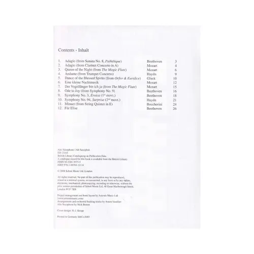 Classical Play-Along - Alto Sax - 12 Favourite Works From Classical Era