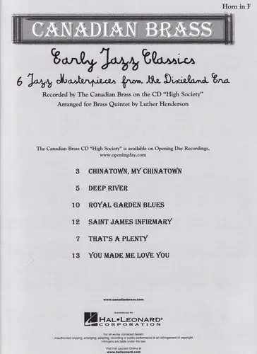 Early Jazz Classics - French Horn