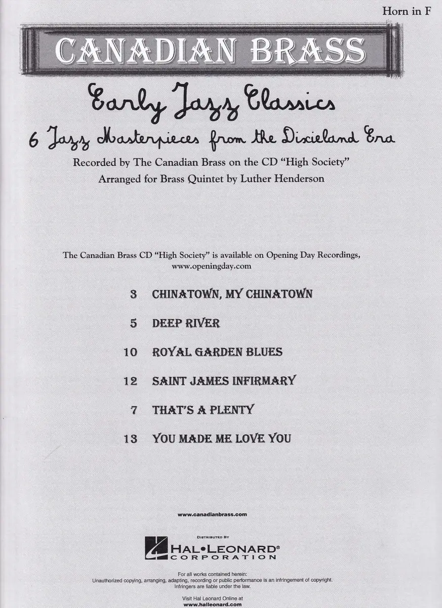 Early Jazz Classics - French Horn