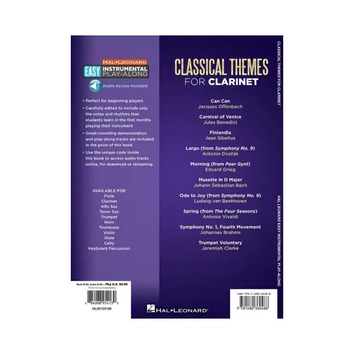 Classical Themes - Clarinet Easy Instrumental Play-Along