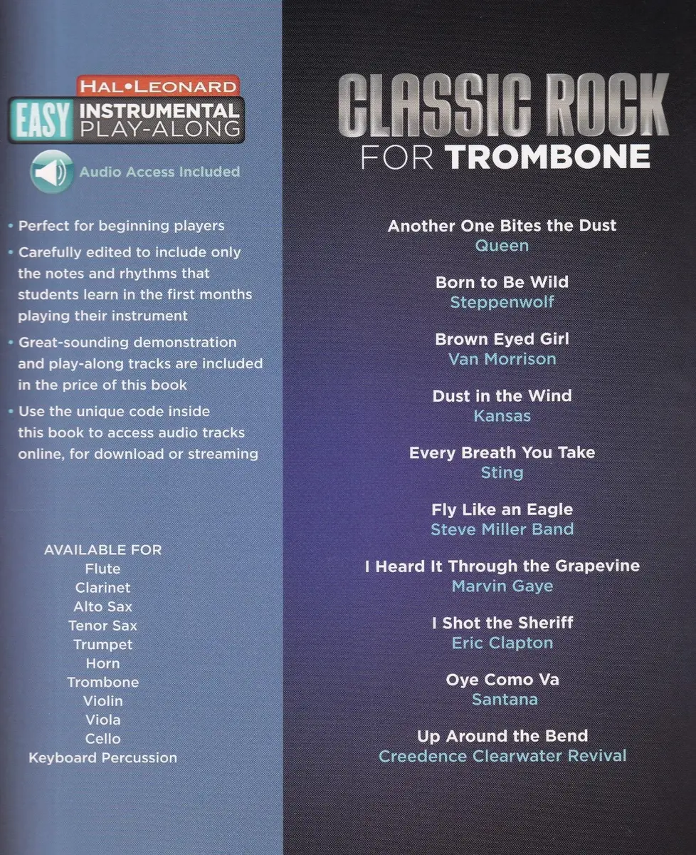 Classic Rock - Trombone Easy Instrumental Play-Along