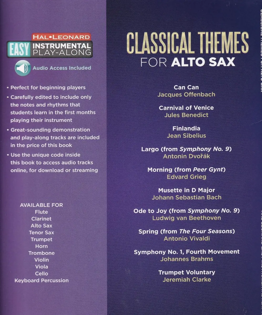 Classical Themes - Alto Sax Easy Instrumental Play-Along