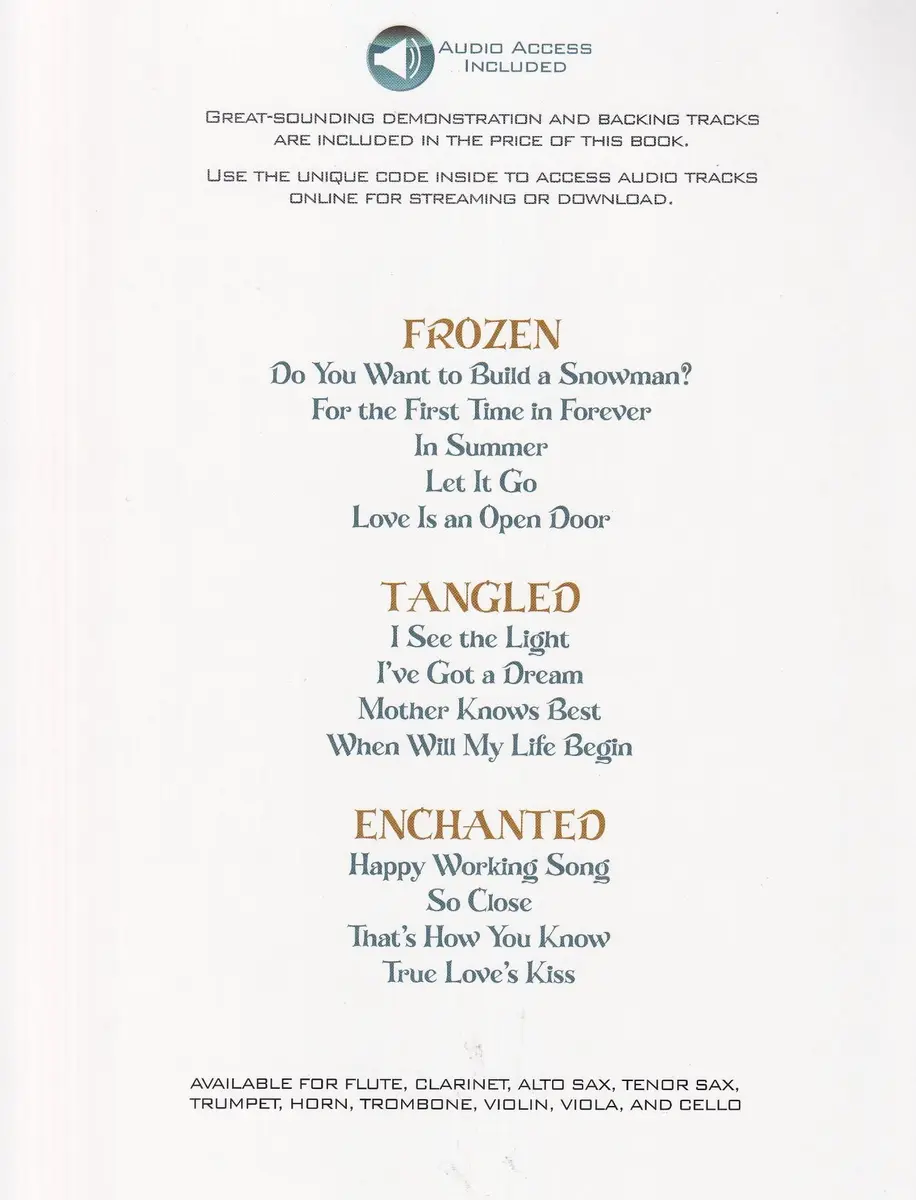 Songs From Frozen - Tangled And Enchanted - Tenor Sax