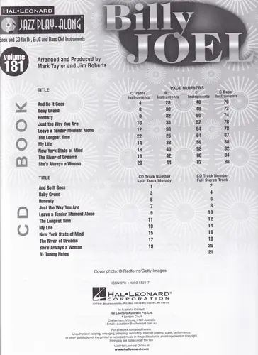 Billy Joe - 10 Hits Tunes - Jazz Play-Along Volume 181