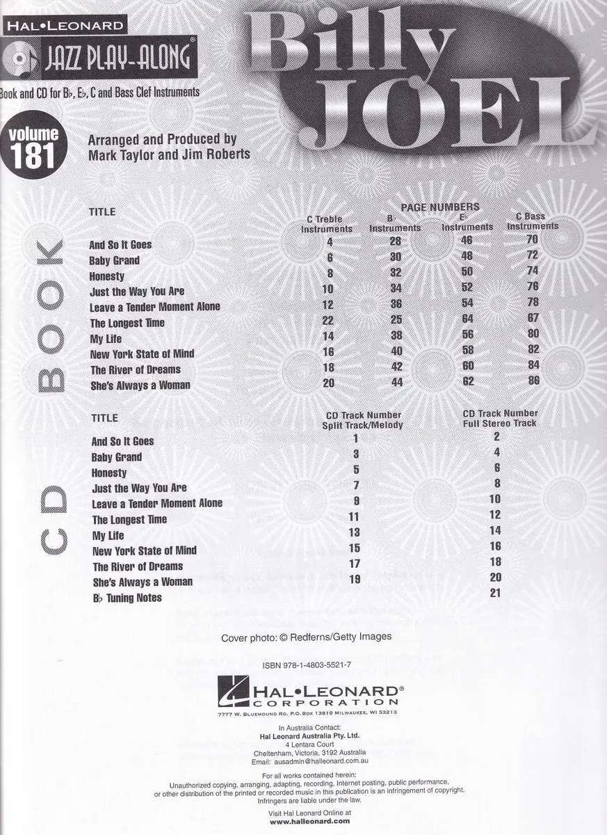 Billy Joe - 10 Hits Tunes - Jazz Play-Along Volume 181