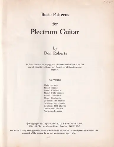 Basic Patterns For Plectrum Guitar