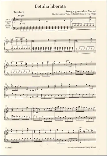 Betulia liberata KV 118 (74c) - vocal score