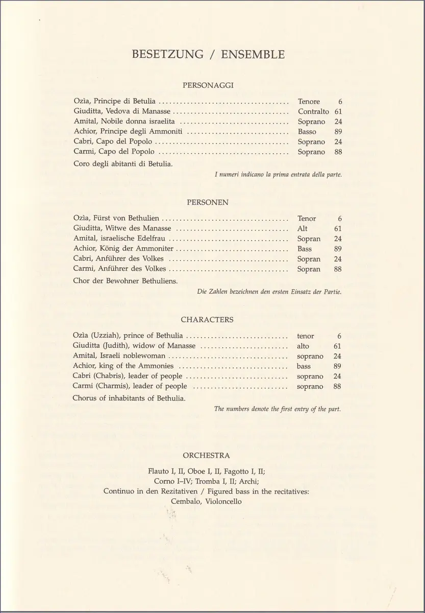 Betulia liberata KV 118 (74c) - vocal score