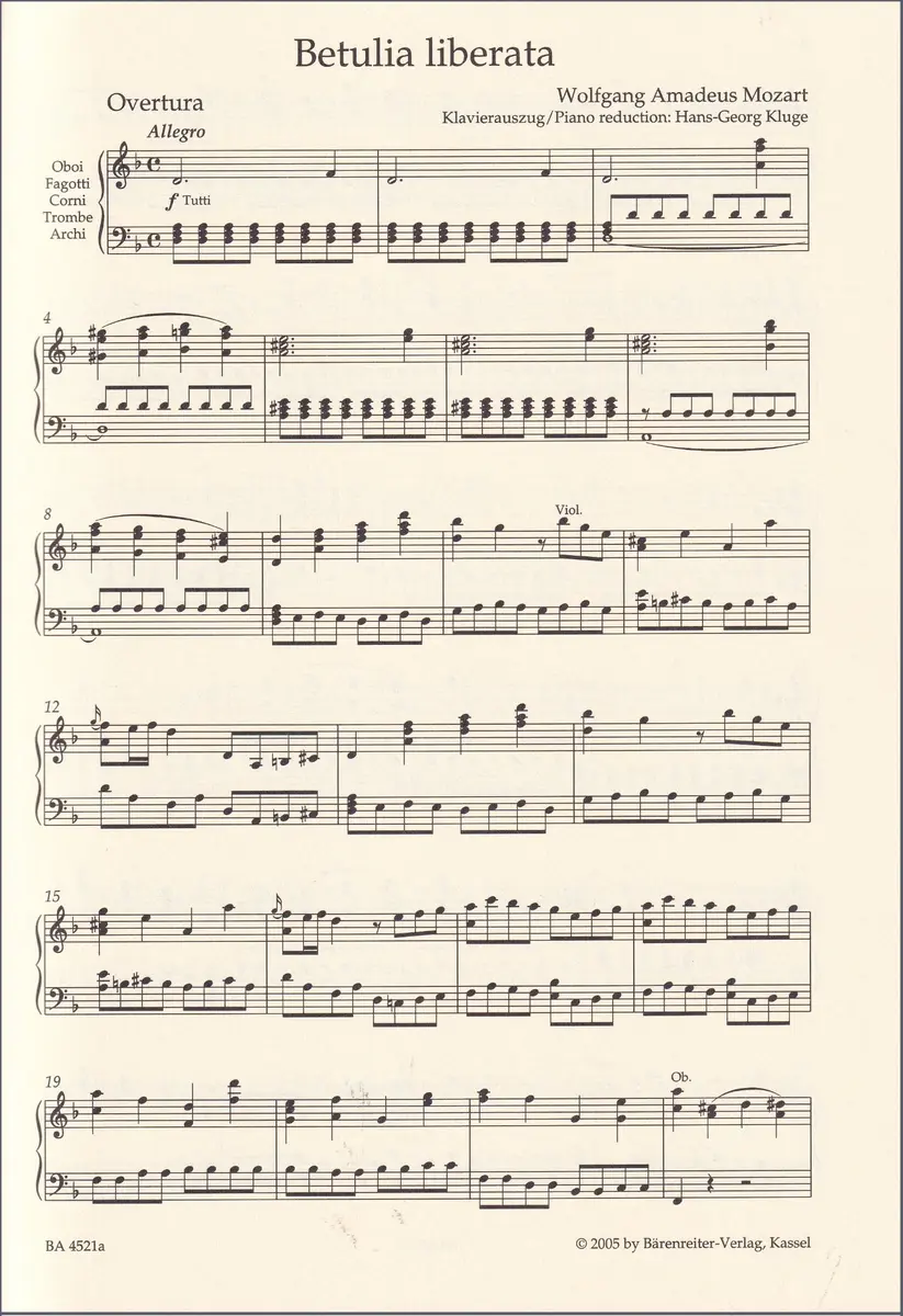 Betulia liberata KV 118 (74c) - vocal score