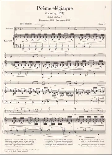 Poème élégiaque op. 12 and other Works