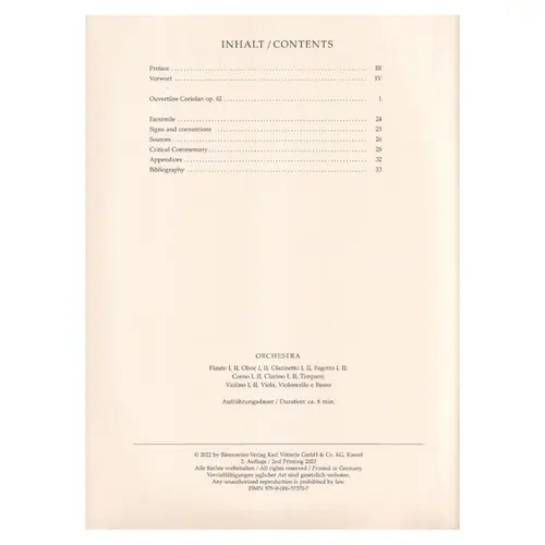 Overture "Coriolan" for Orchestra op. 62
