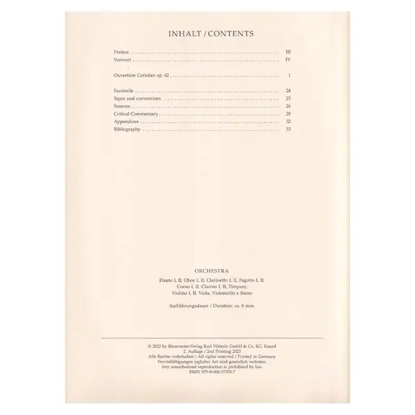 Overture "Coriolan" for Orchestra op. 62
