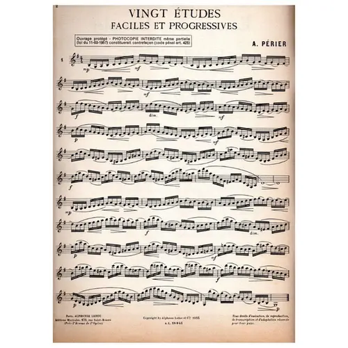 Vingt Etudes Faciles Et Progressives