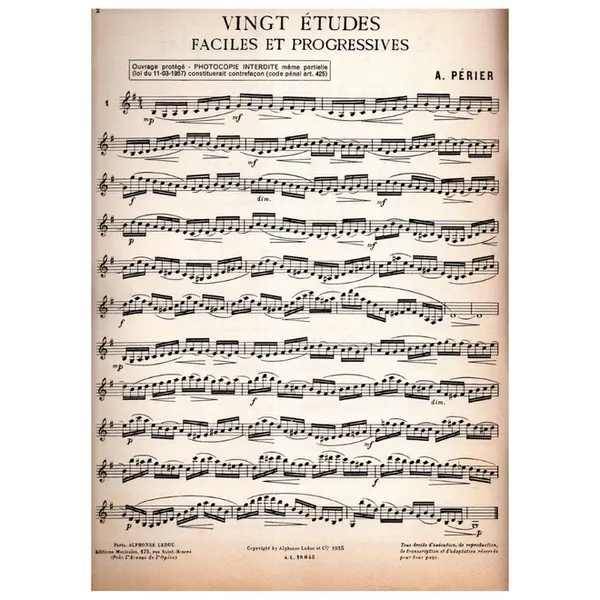 Vingt Etudes Faciles Et Progressives