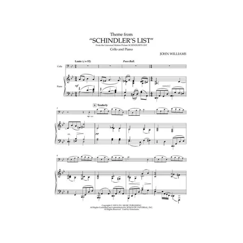 Theme from Schindler's List - for Cello and Piano
