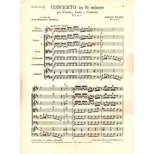 Concerto in Si Minore - F.I N.77 - Tomo 171