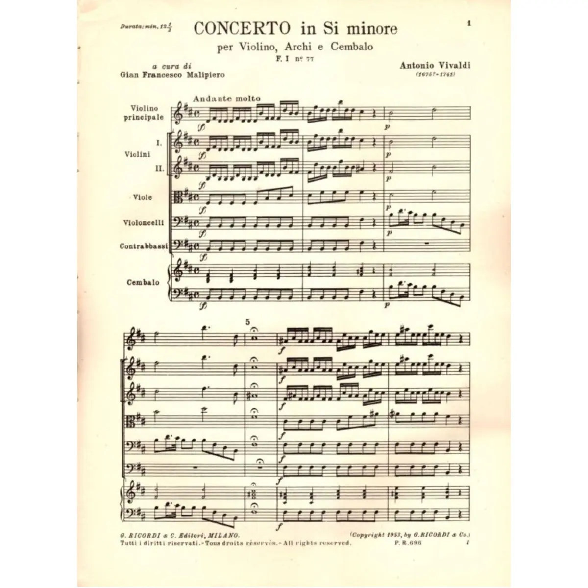 Concerto in Si Minore - F.I N.77 - Tomo 171