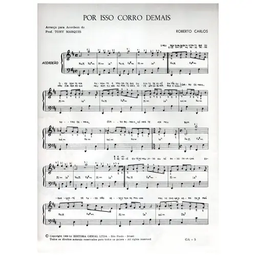 Por isso corro demais (arranjo para acordeon)