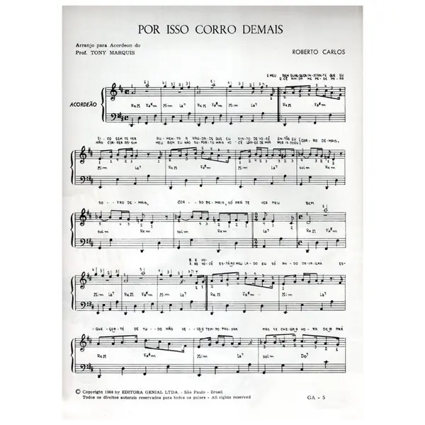 Por isso corro demais (arranjo para acordeon)