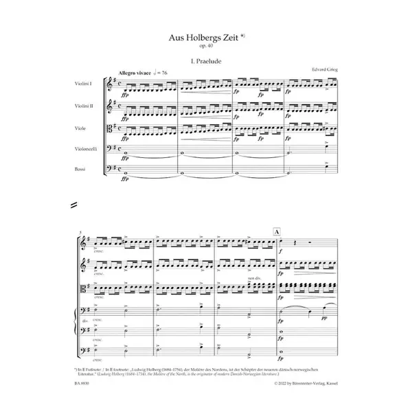 From Holberg´s time for string orchestra Op. 40 ( score )