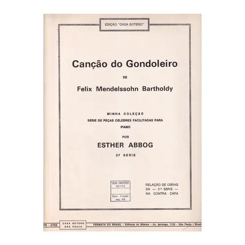 Canção Do Gondoleiro  (Edição Antiga)