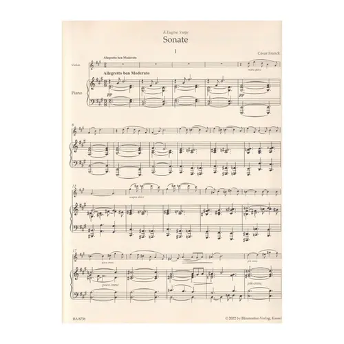 Sonata for piano and violin - arranged for Piano and flute