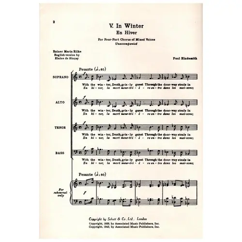 En Hiver - Six Chanson
