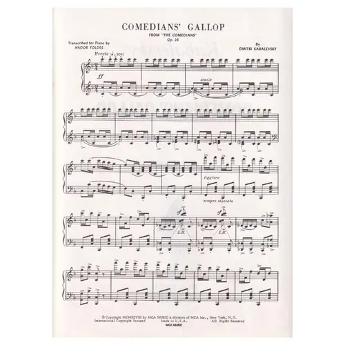 Comedians' Gallop for piano op. 26