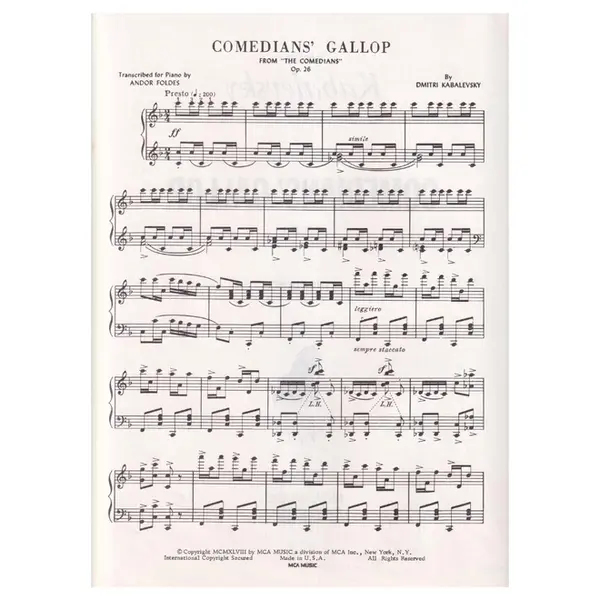 Comedians' Gallop for piano op. 26