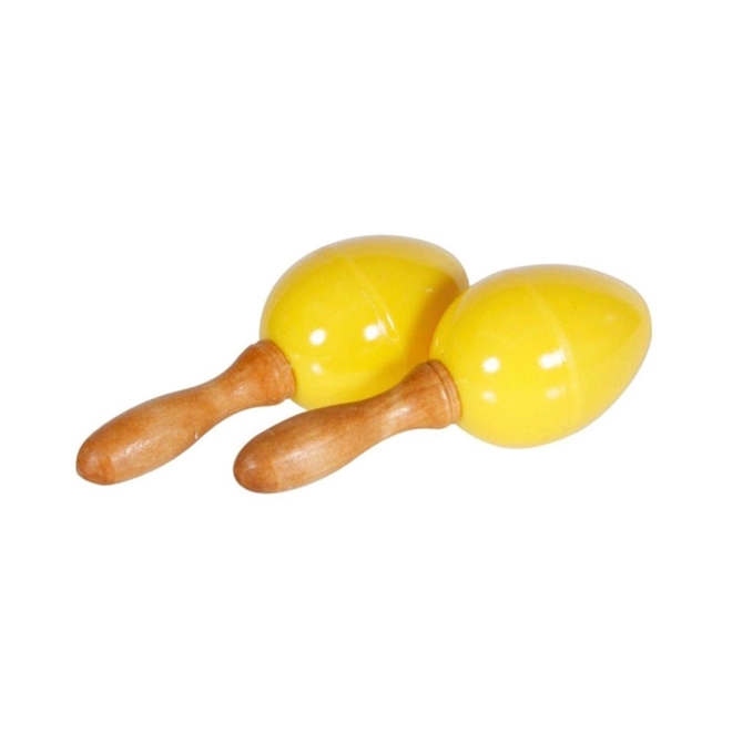 Maracas plástica Stagg EGGMA S/YW (par) com cabo Maracas plástica