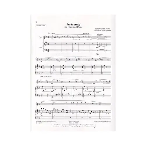 Arirang For Flute And Piano