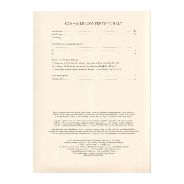 Trois Romances sans paroles for piano Op.17