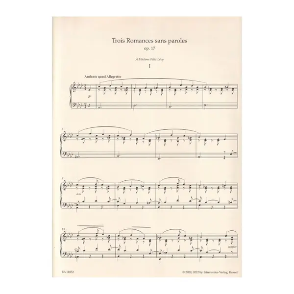 Trois Romances sans paroles for piano Op.17