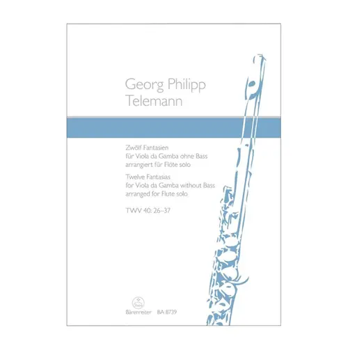 Twelve Fantasias for Viola da Gamba without Bass TWV 40:26–37 arranged for flute solo