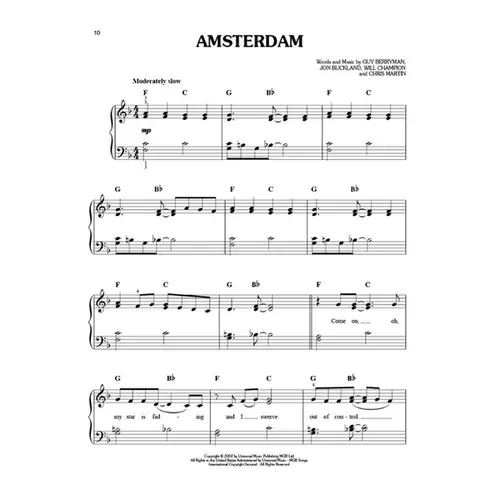 The Best of Coldplay for Easy Piano – Second Edition